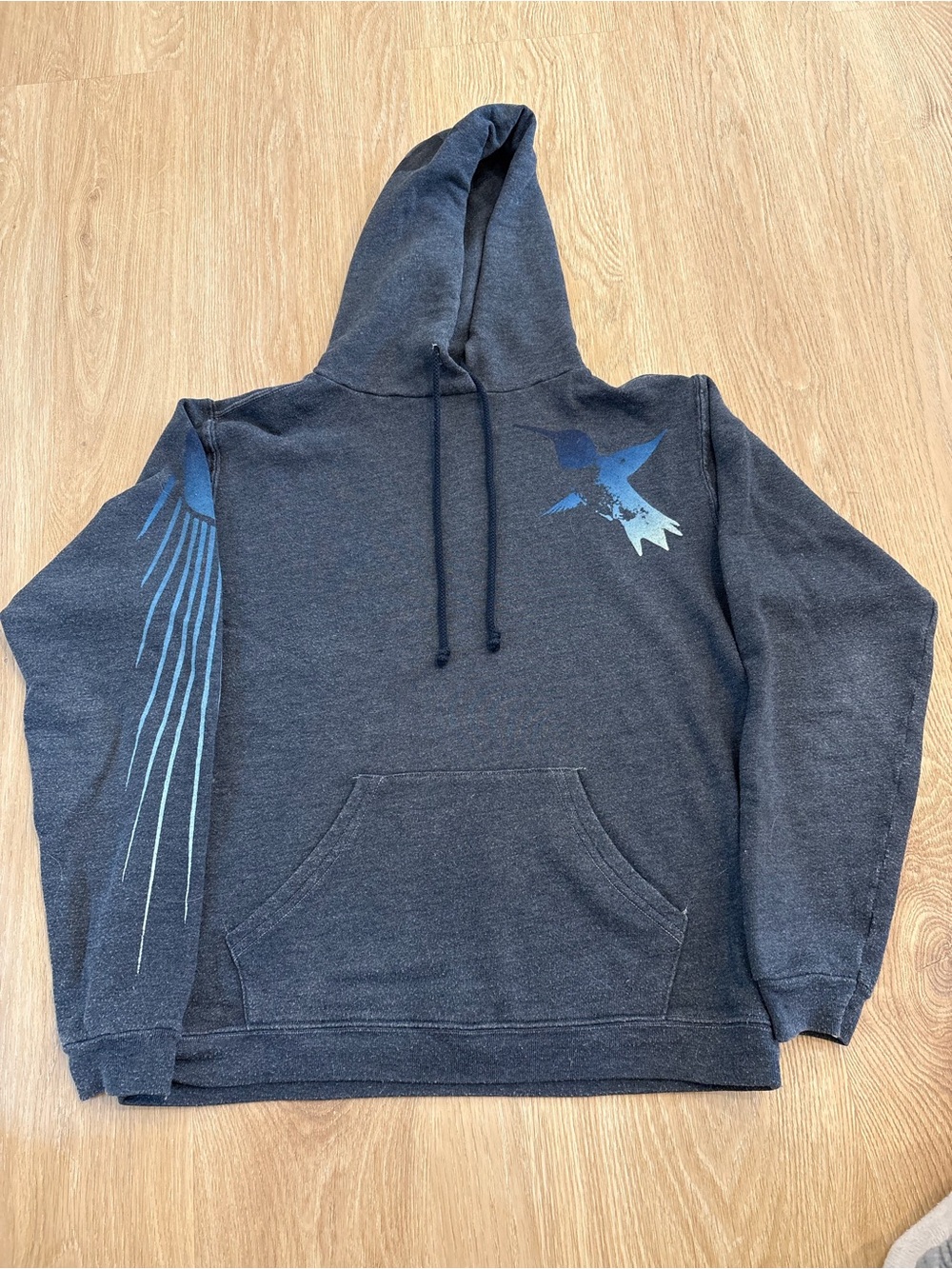 Free City Super Shop Dark Gray‎ Pullover Hoodie with Blue Bird Graphic Sz M